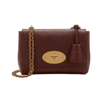 Mulberry Lily Grain Cow Leather Crossbody Bag, Shoulder Bag Women's Burgundy