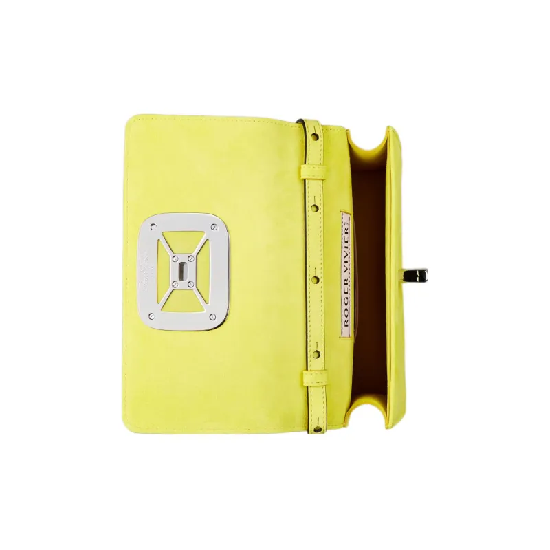 Roger Vivier Suede Leather One Shoulder Crossbody Handheld Bag Mini Women's Yellow-4