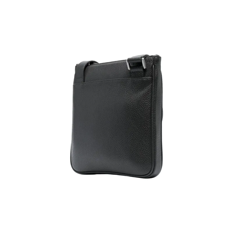 EMPORIO ARMANI Cow Leather Messenger Bag, Shoulder Bag, Crossbody Bag Men's Black-2