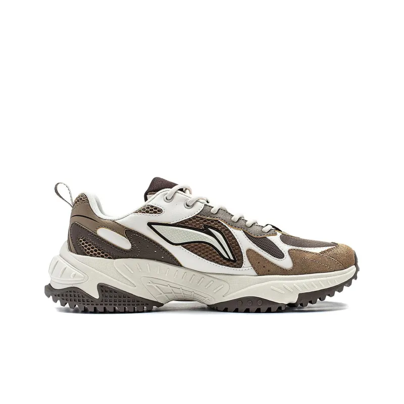 LiNing Venus 2.0 Anti-Slip Wear-Resistant Low-Top Casual Shoes Men's White Brown-1
