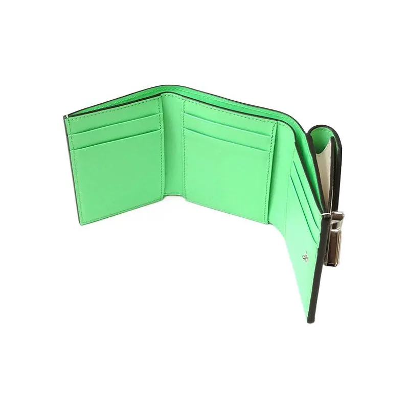 FENDI ROMA Calfskin Wallet Medium Size Women's Green-3