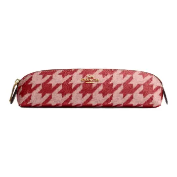 COACH Pencil Case Leather Storage Bag Women's Burgundy
