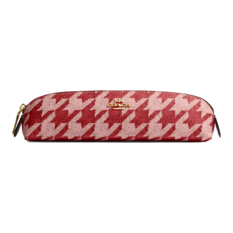 COACH Pencil Case Leather Storage Bag Women's Burgundy-0