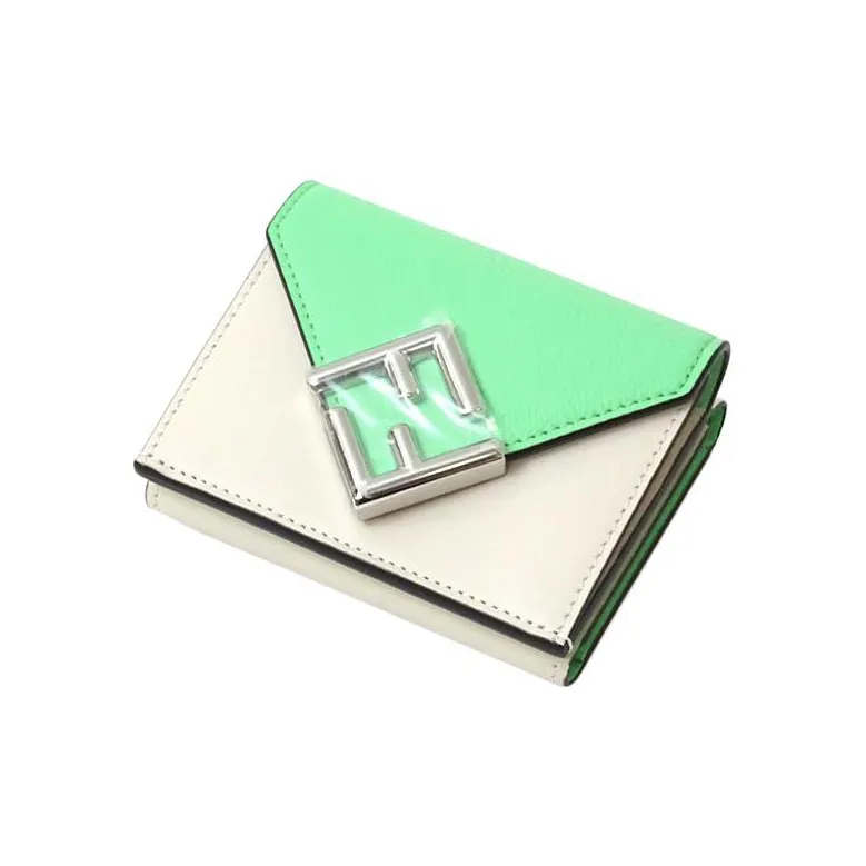 FENDI ROMA Calfskin Wallet Medium Size Women's Green-1
