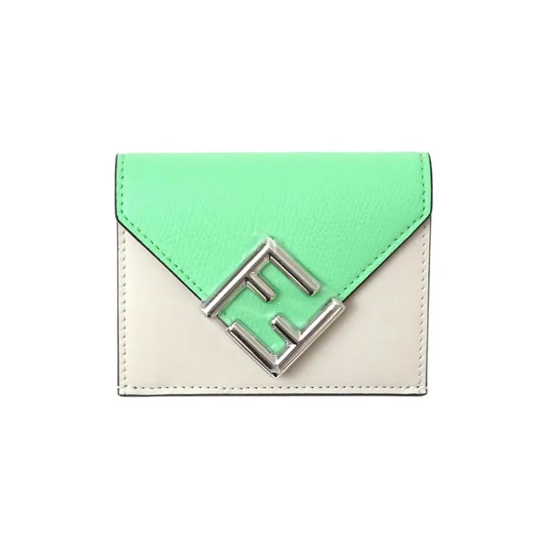 FENDI ROMA Calfskin Wallet Medium Size Women's Green-0