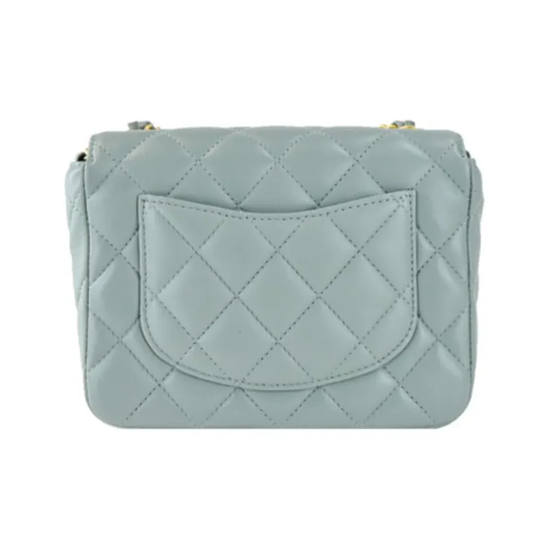CHANEL Lambskin Flap Bag, Crossbody Bag, Shoulder Bag Women's Light Gray-2