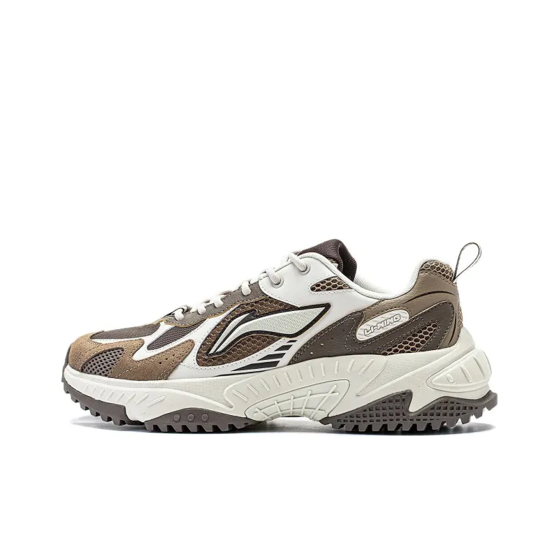 LiNing Venus 2.0 Anti-Slip Wear-Resistant Low-Top Casual Shoes Men's White Brown-0