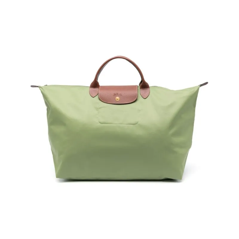 LONGCHAMP Le Pliage Cow Leather Trim Luggage Bag, Handbag, Travel Bag Trumpets Women's Avocado Green-0
