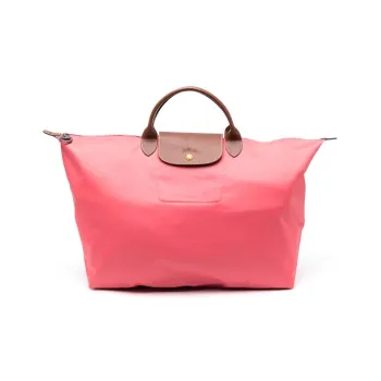 LONGCHAMP Le Pliage Cow Leather Trim One Shoulder Handbag, Travel Bag Trumpets Women's Pink