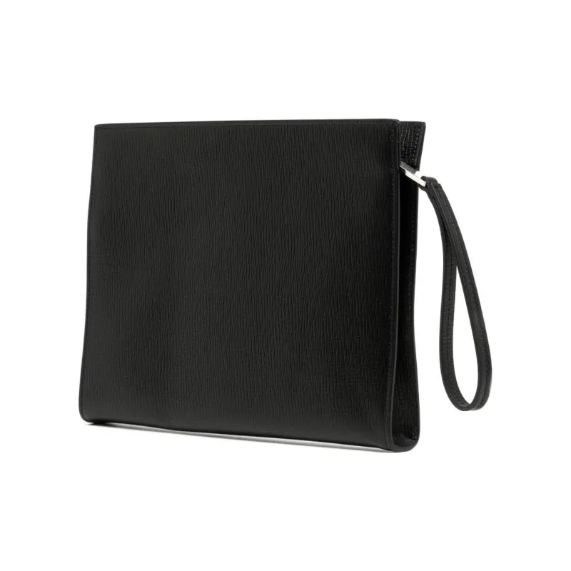 FERRAGAMO Calfskin Clutch Men's Black-2