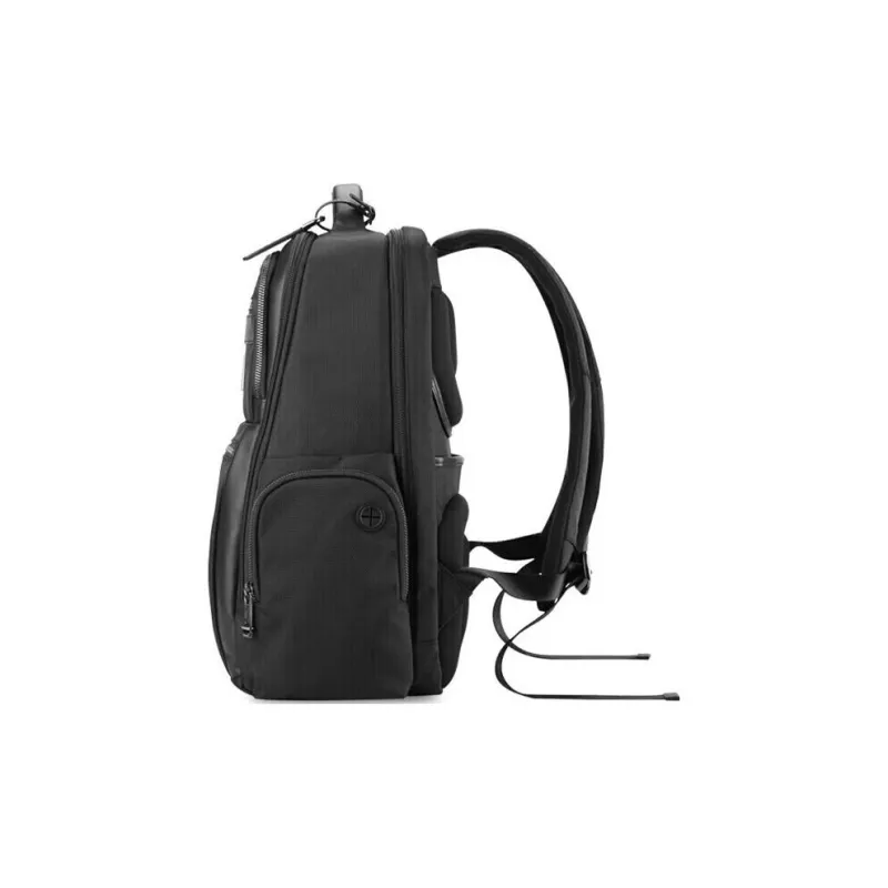 SAMSONITE Fabric Cow Leather Patchwork Backpack Men's Black-4