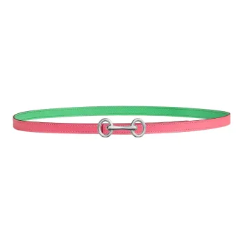 HERMES Heritage Double-Sided Ring Smooth Buckle Swift And Epsom Calfskin Leather Belts Women's Pink Width: 1.3cm