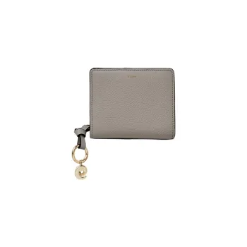 Chloe Alphabet Grained Calfskin Wallet Women's Gray