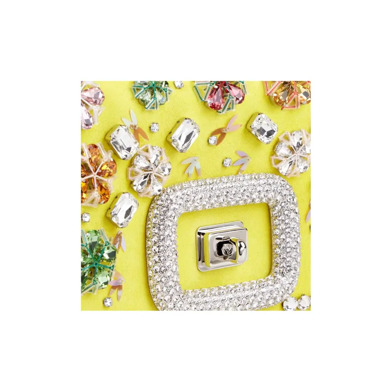 Roger Vivier Suede Leather One Shoulder Crossbody Handheld Bag Mini Women's Yellow-5