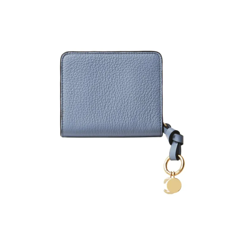 Chloe Alphabet Grained Calfskin Wallet Women's Blue-1