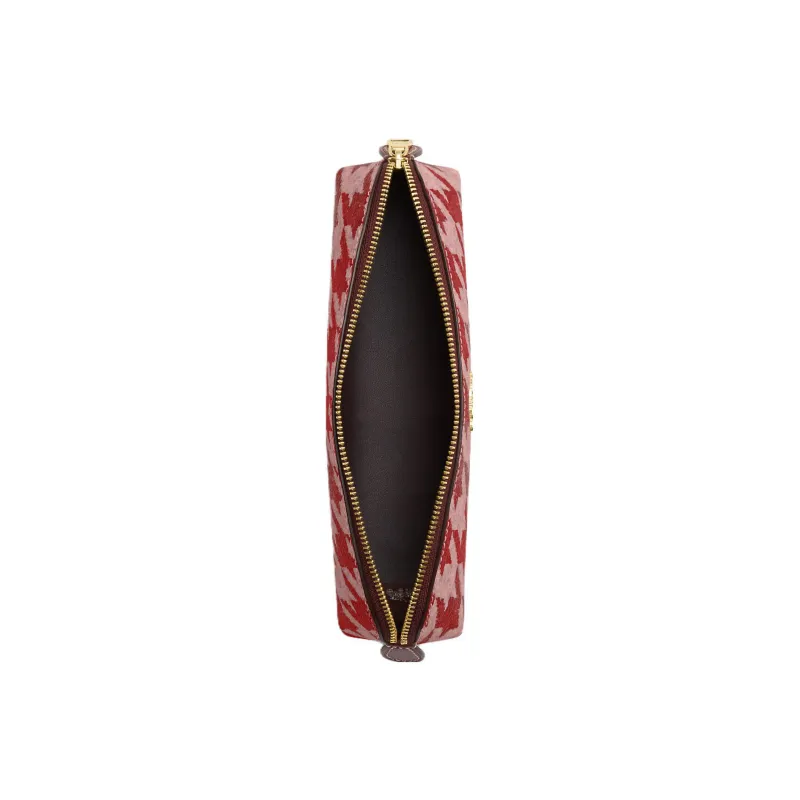 COACH Pencil Case Leather Storage Bag Women's Burgundy-1