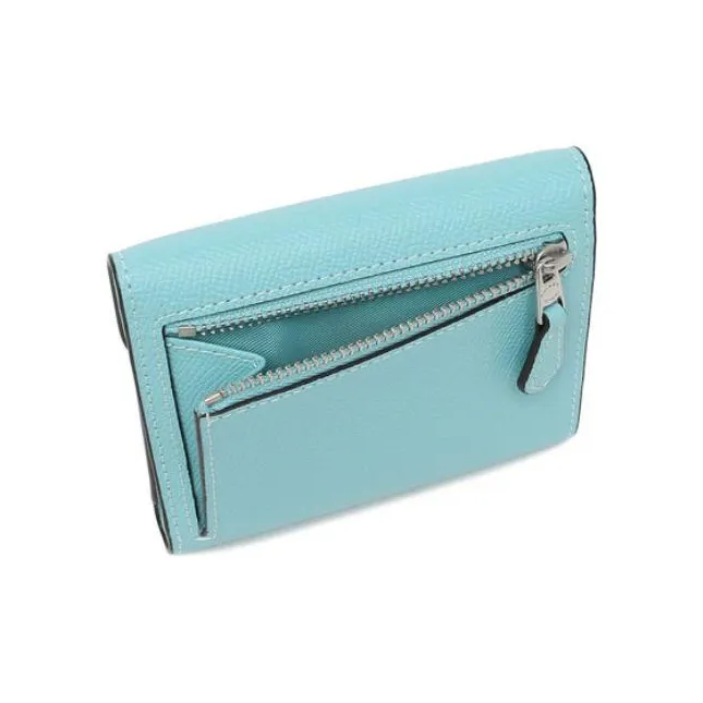 COACH Wyn Grained Calfskin Card Holder Wallet Small Size Women's Cyan-3