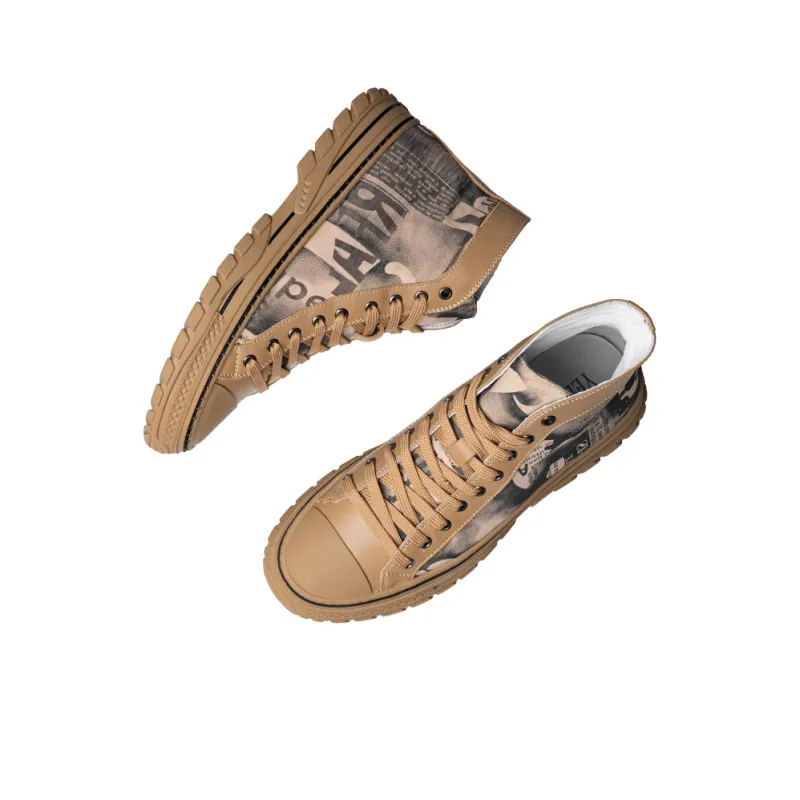 YEDANI High Top Skateboard Shoes Men's Khaki-3