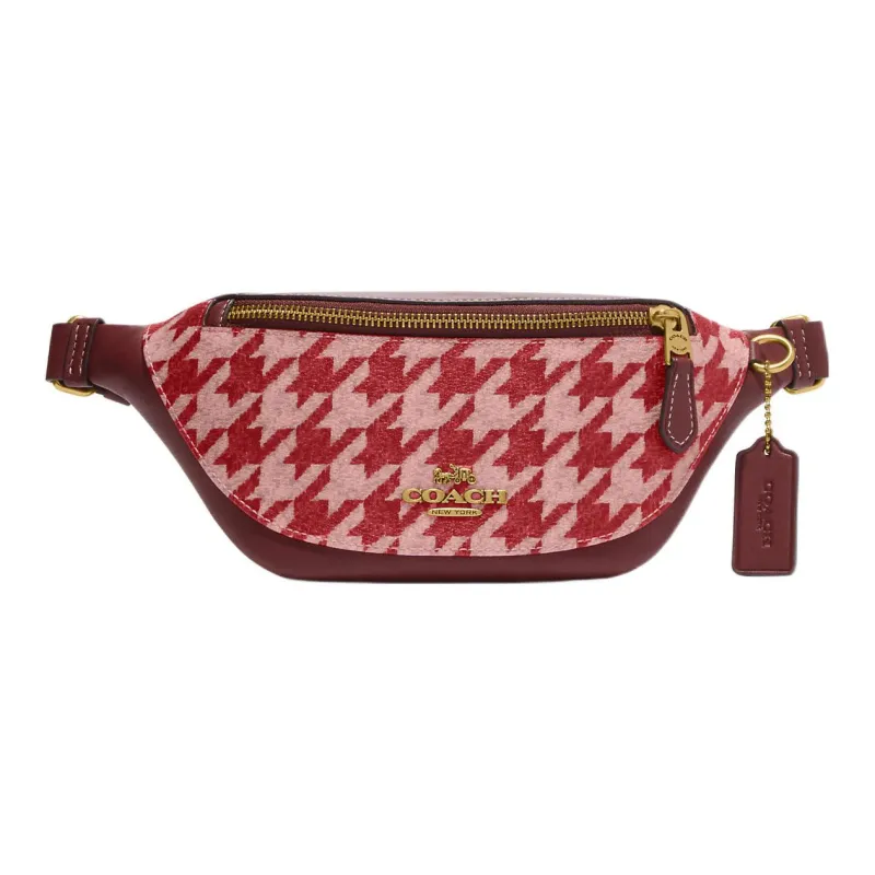 COACH Warren Canvas With Leather Sling Bags One Shoulder Crossbody Fanny Pack Mini Unisex Burgundy-0