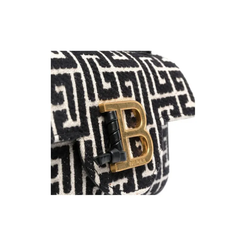 BALMAIN Calfskin With Cotton Handbag, Shoulder Bag, Crossbody Bag Regular Women's White/Black-3