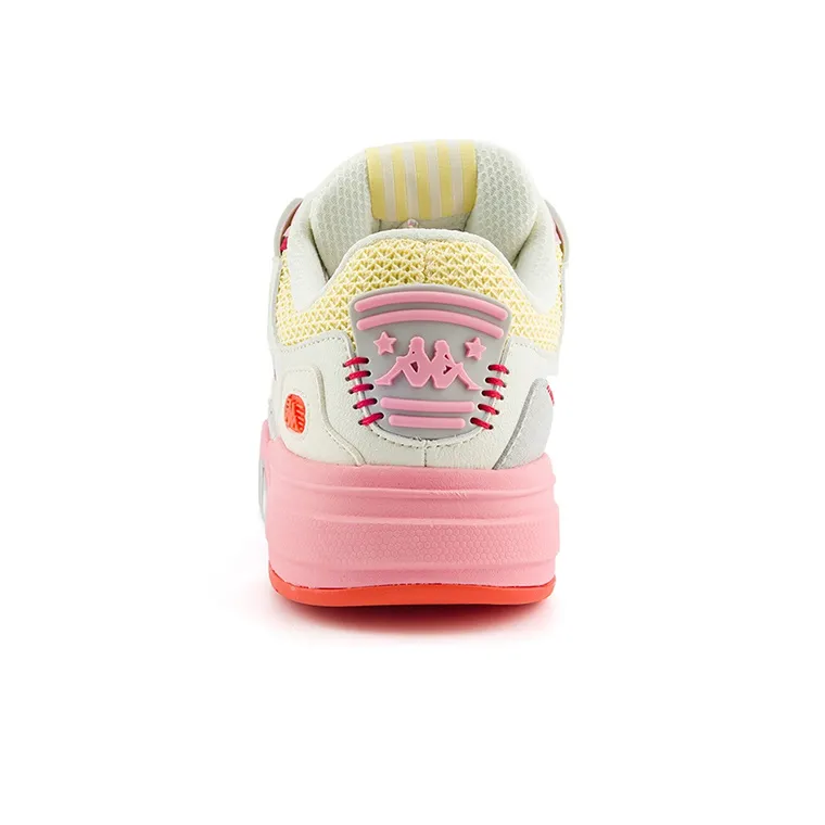 Kappa Anti Slip Wear Resistant Low Top Skateboard Shoes Unisex White Pink-5