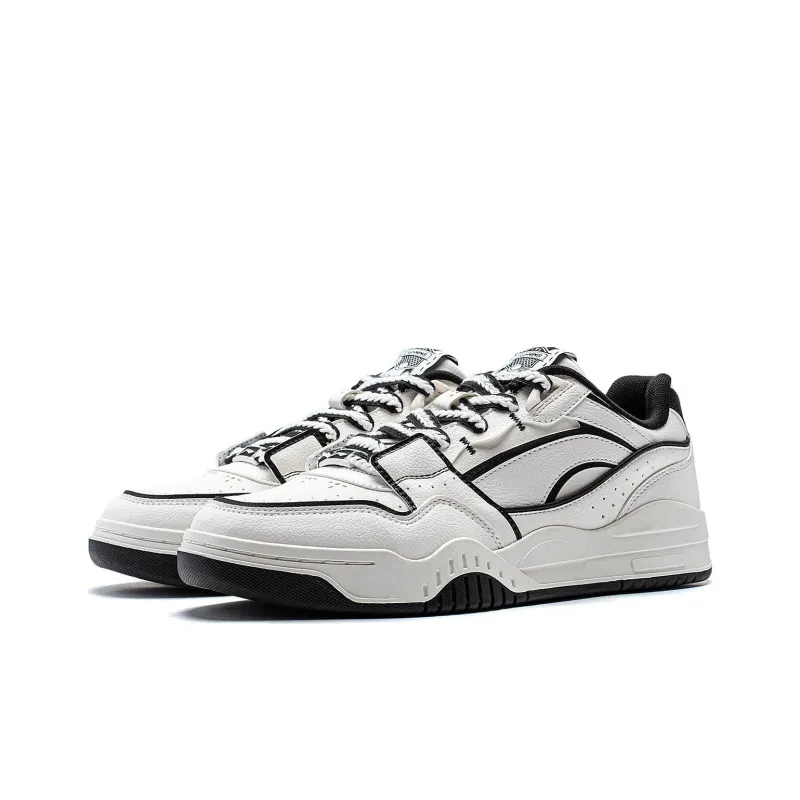 LiNing Yuebai Slip Resistant Cushioning Low Top Skateboard Shoes Men's White Black-2