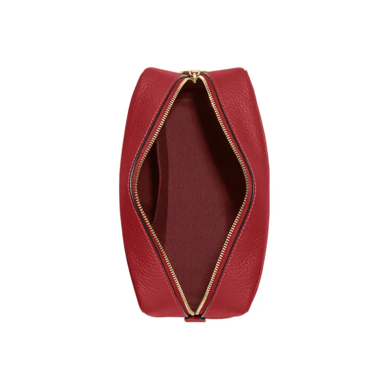 COACH Recycled Nylon Canvas With Leather Storage Bag Makeup Bag Trumpets Women's Red-1