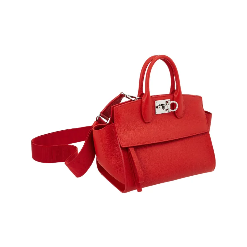 FERRAGAMO Studio Cow Leather Handbag Medium Size Women's Red-2