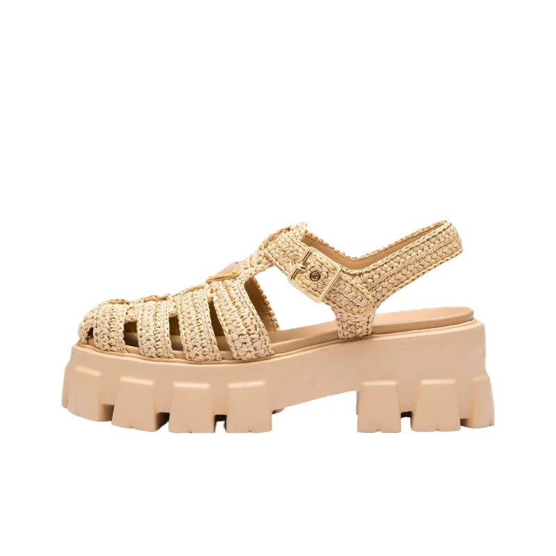 PRADA Monolith Raffia Sandals-1