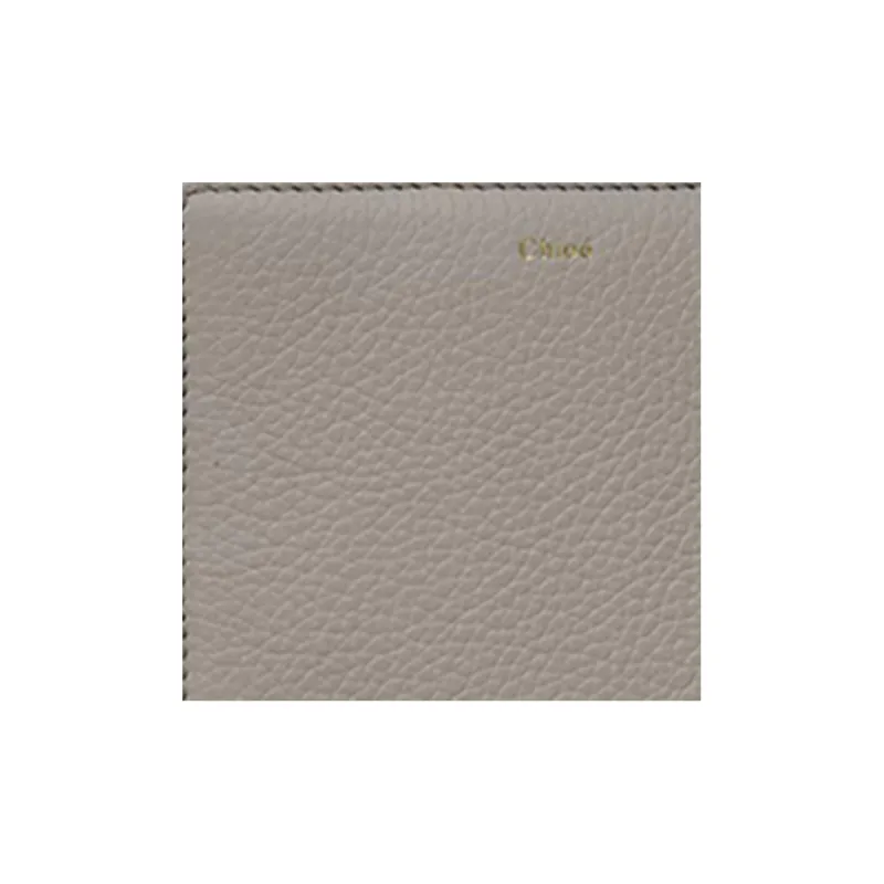 Chloe Alphabet Grained Calfskin Wallet Women's Gray-3