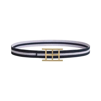 HERMES Nylon Belt Unisex Black Width 32MM