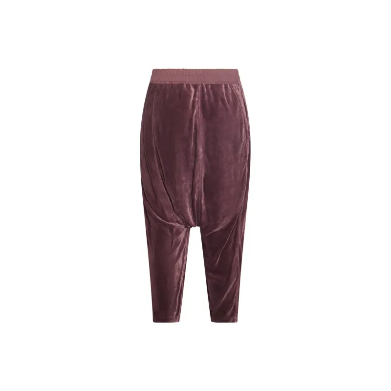 RICK OWENS Drop crotch Velour Cropped Trousers-1