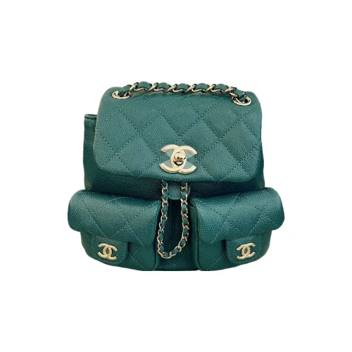 CHANEL 23P Spring And Summer Duma Grained Embossed Cow Leather Backpack Small Size Women's Green