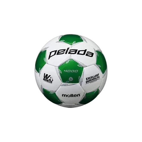 Molten Size 5 Ball Soccer PU Hand-Stitched Soccer Ball Unisex White × Metal Green
