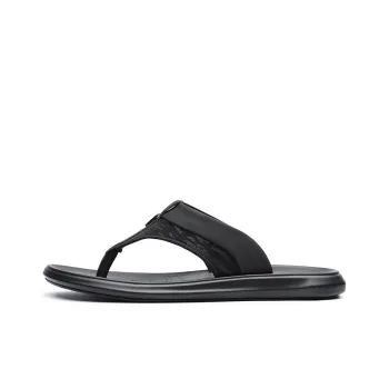 QIAONAI Abrasion Resistant Flip Flops Men's Black