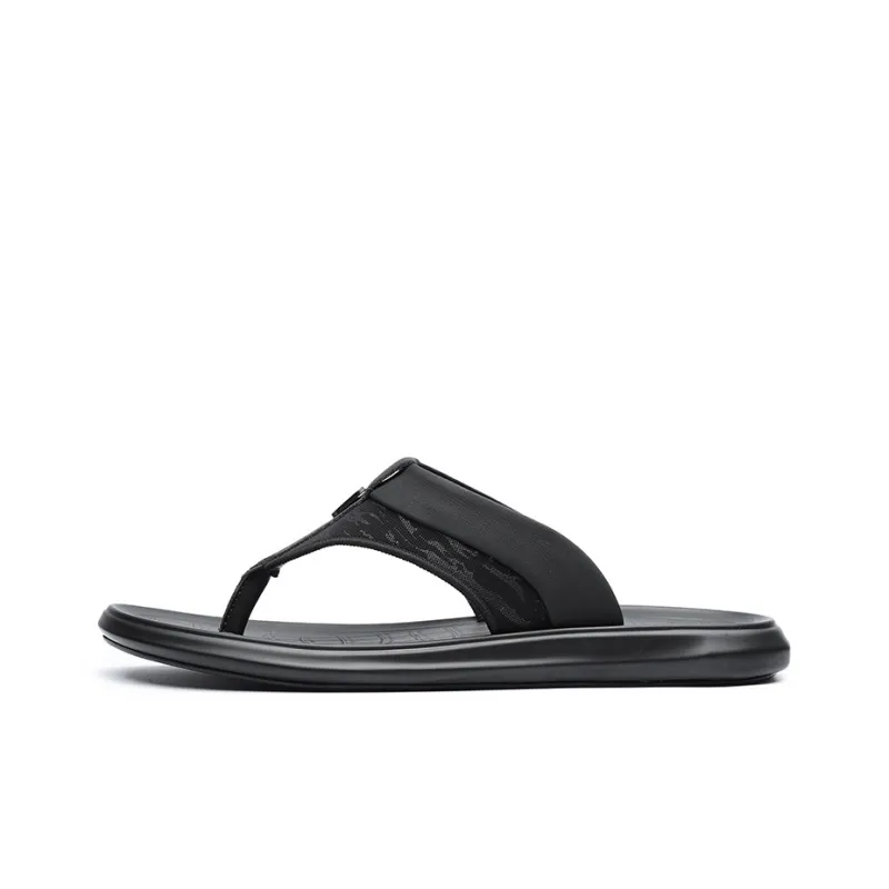 QIAONAI Abrasion Resistant Flip Flops Men's Black-3