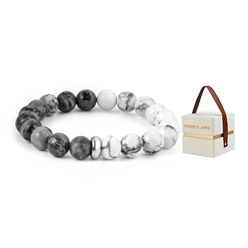 SIMPLE JOYS Bracelets Unisex Map Stone White Turquoise Stretchable Minimalist Style New Chinese Trend-11