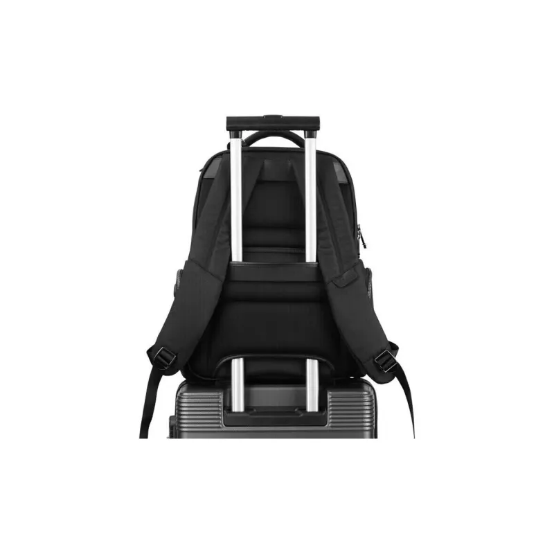 SAMSONITE Fabric Cow Leather Patchwork Backpack Men's Black-5