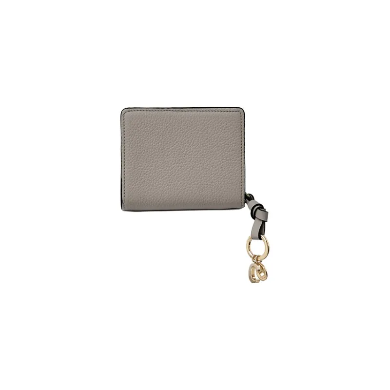 Chloe Alphabet Grained Calfskin Wallet Women's Gray-1