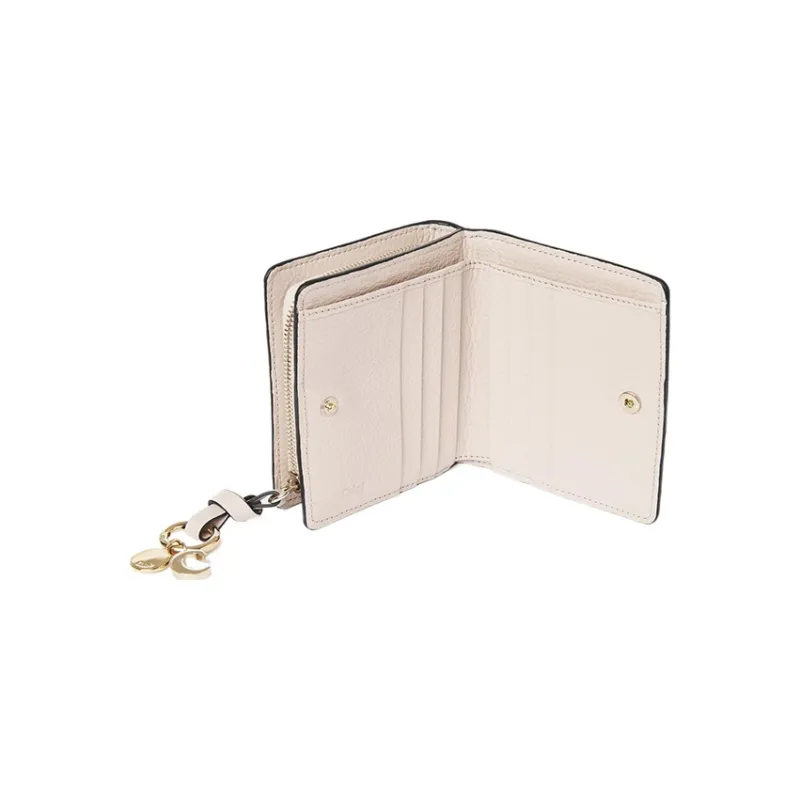 Chloe Alphabet Grained Calfskin Wallet Women's Light Pink-2