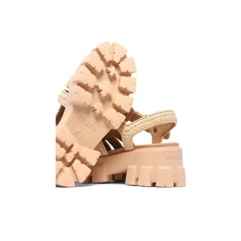 PRADA Monolith Raffia Sandals-10