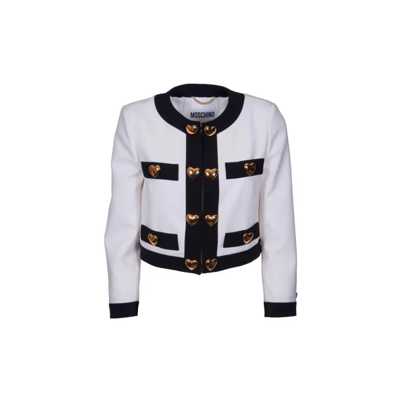 MOSCHINO Heart Embellished Long Sleeved Cropped Jacket-6