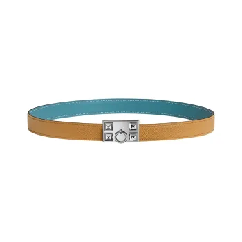 HERMES Dog Collar Buckle Double-Sided Strap Smooth Buckle Calfskin Leather Belts Women's Brown Width 24MM
