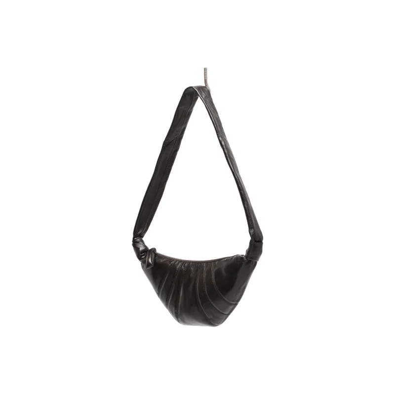 Lemaire Croissant Series Leather Croissant Bag Handbag Shoulder Bag Crossbody Bag Small Size Women's Dark Chocolate-3