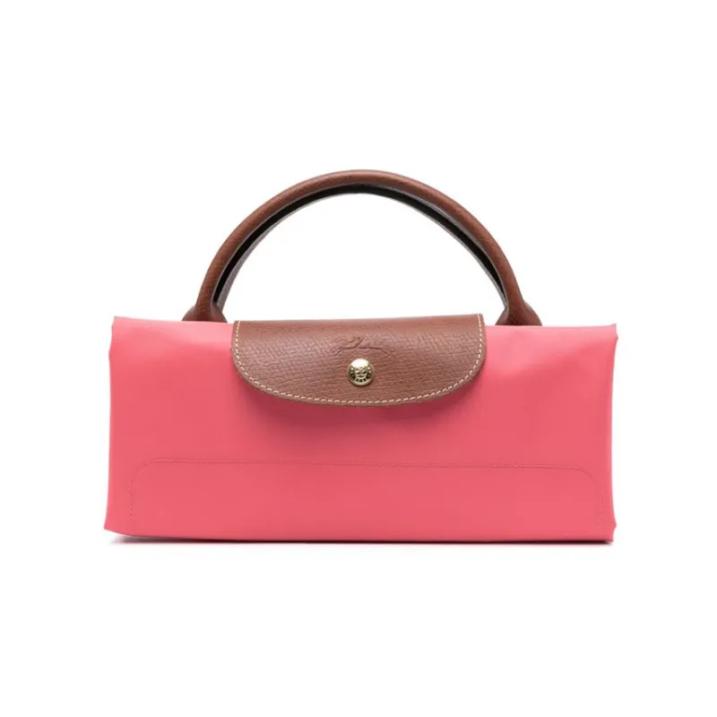 LONGCHAMP Le Pliage Cow Leather Trim Travel Bag Portable Luggage Bag Medium Size Women's Pink-4