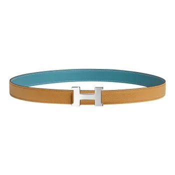 HERMES Swift And Epsom Calfskin Leather Belts Women's Yellow Width: 2.4cm