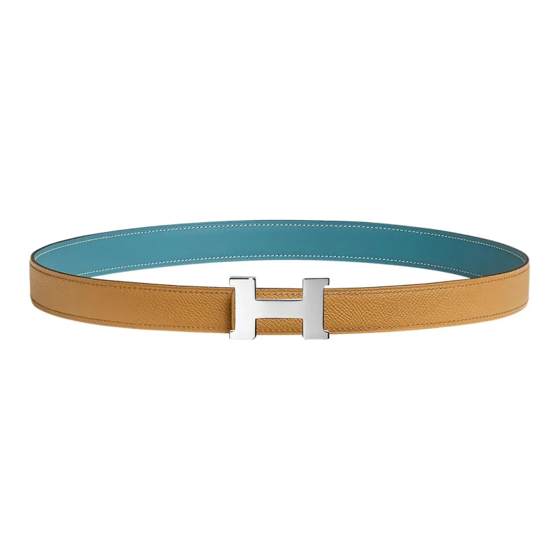 HERMES Swift And Epsom Calfskin Leather Belts Women's Yellow Width: 2.4cm-0