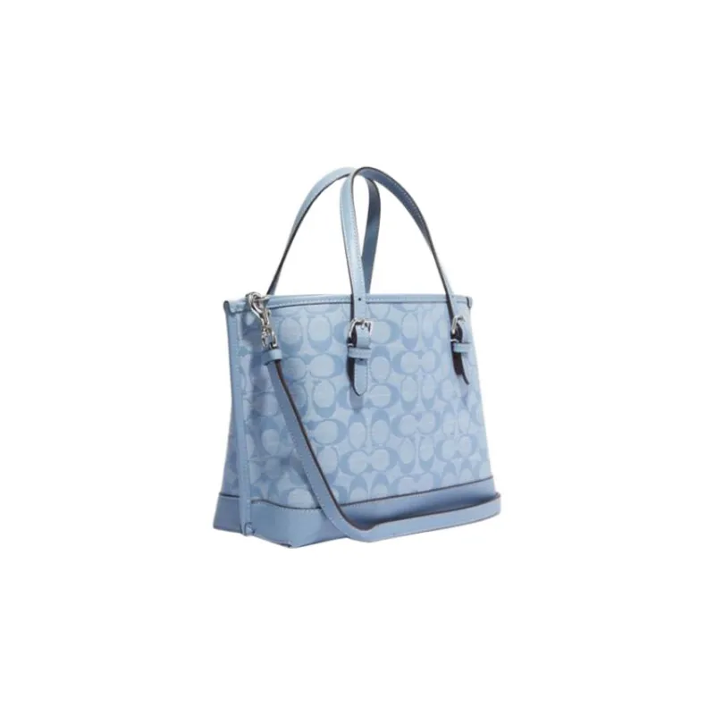 COACH Mollie Fabric With Cow Leather Handbag, Shoulder Bag, Crossbody Bag Medium Size Women's Light Blue-1