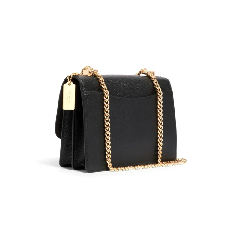 COACH Klare Leather Trunk Bag Chain Bag Shoulder Bag Crossbody Bag Small Size Women's Black-7