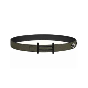 HERMES Rider Belt With Black Smooth Buckle Leather Belts Men's Black Width: 3.2CM